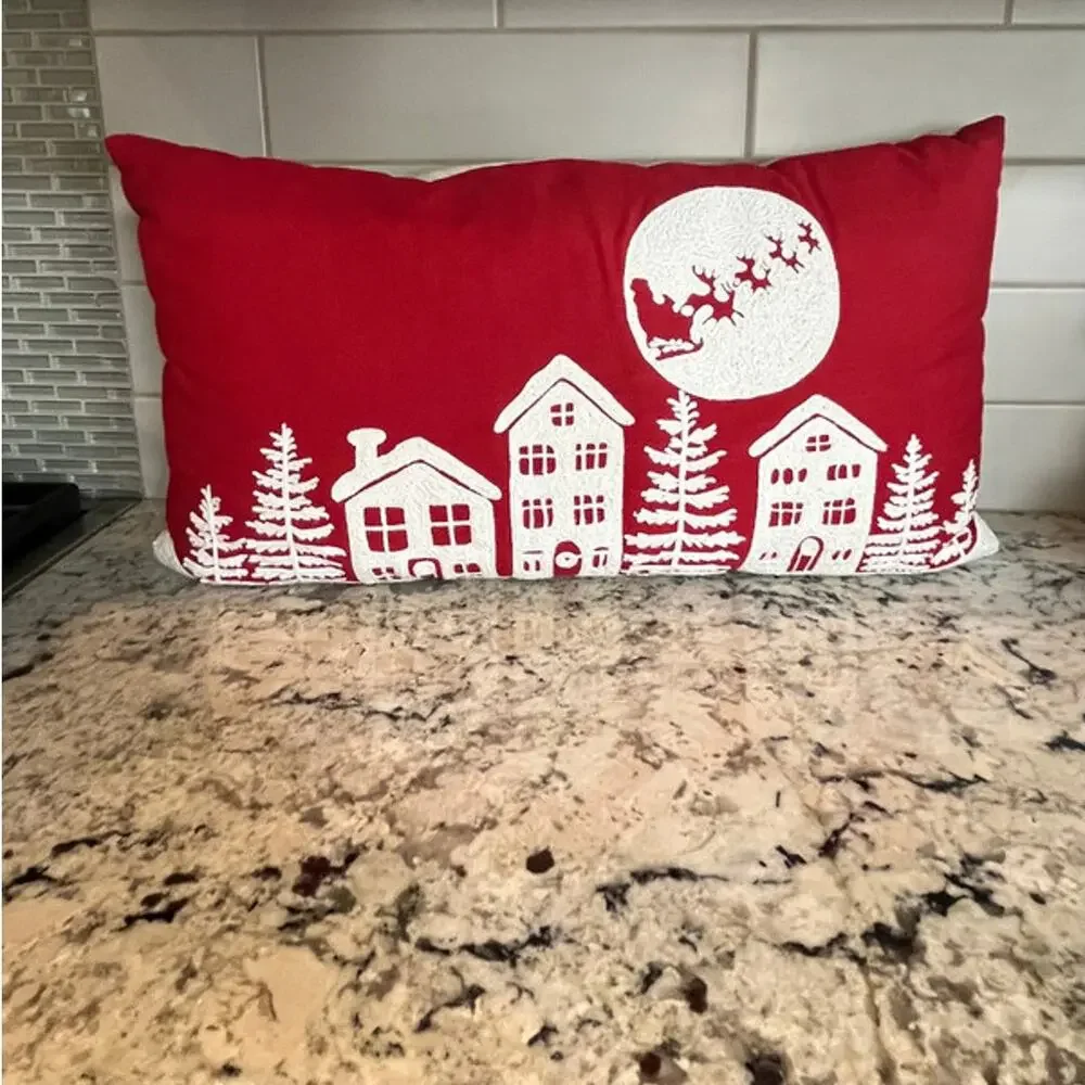 Target Wondershop Oversized Winter Village Lumbar Throw Pillow Christmas